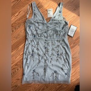 Elegant Embroidered Dress in Light Blue